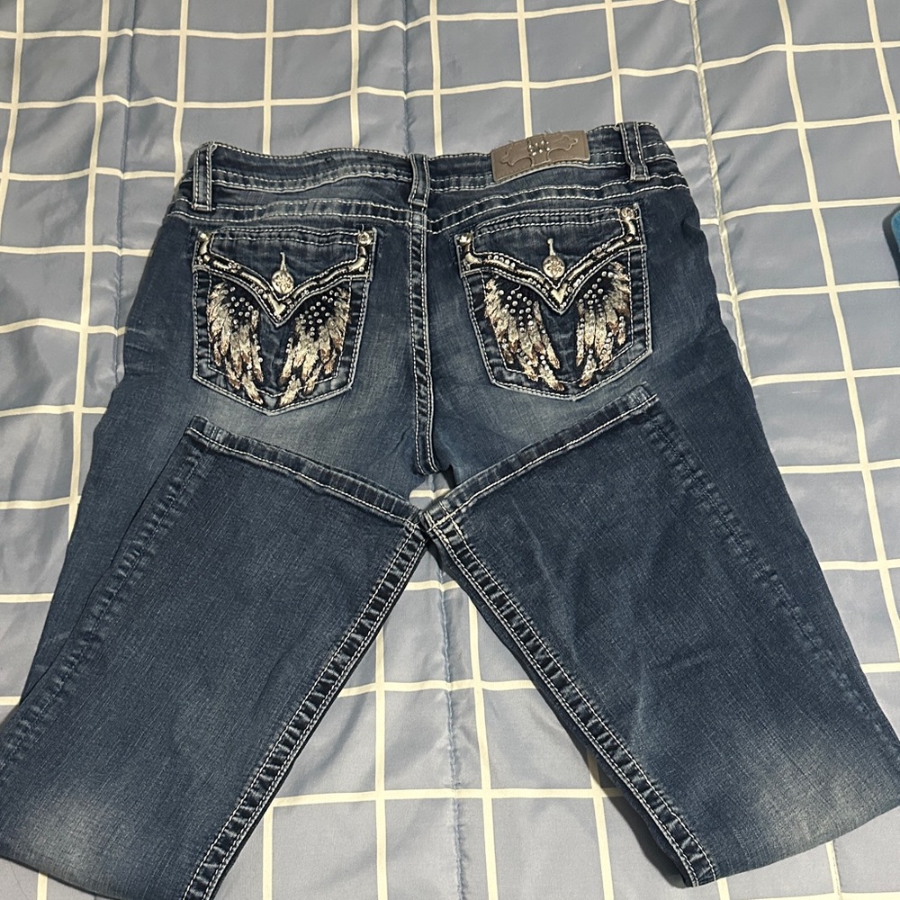 Miss Me Blue Denim Boot Cut with Silver Accents